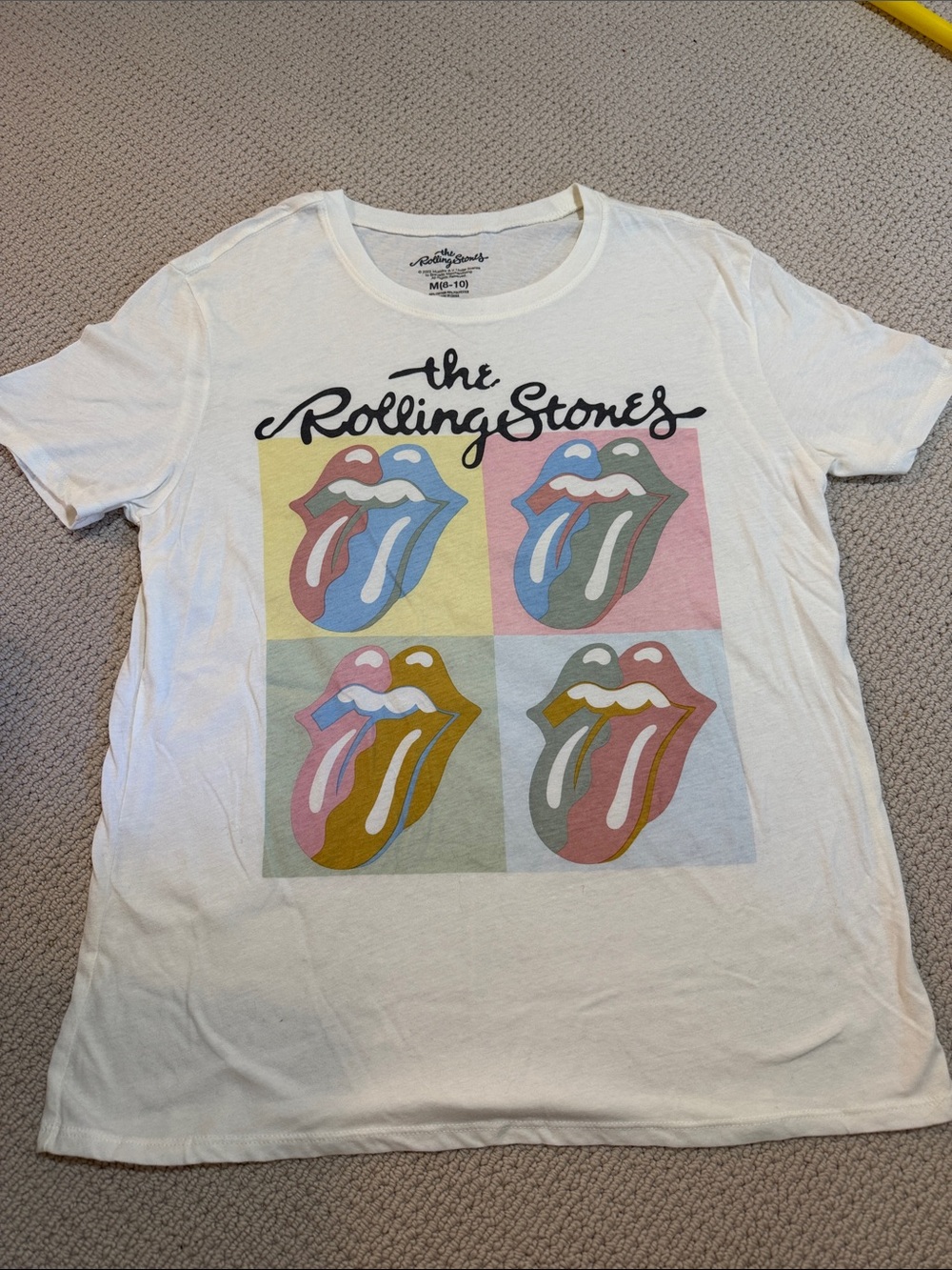 The Rolling Stones White Graphic Tee with Colorful Lip Print